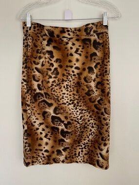 Vintage Genny Leopard Print Cotton Midi Pencil Skirt Made in Italy